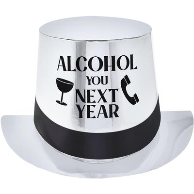 Amscan Stylish Black & Silver New Year's Eve Printed Top Hat (5") 1 Piece - Perfect NYE Party Accessory