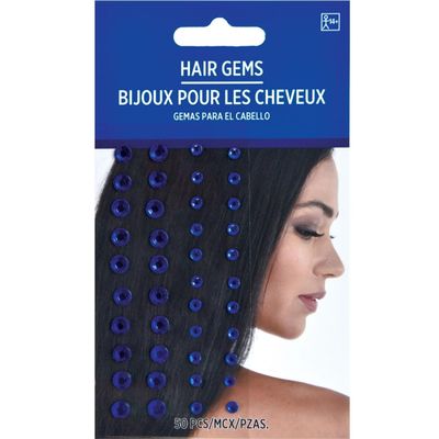 Amscan Shiny Blue Hair Gems (4mm - 6mm) Pack of 50 - Perfect for Elegant Hairstyles and DIY Hair Accessories