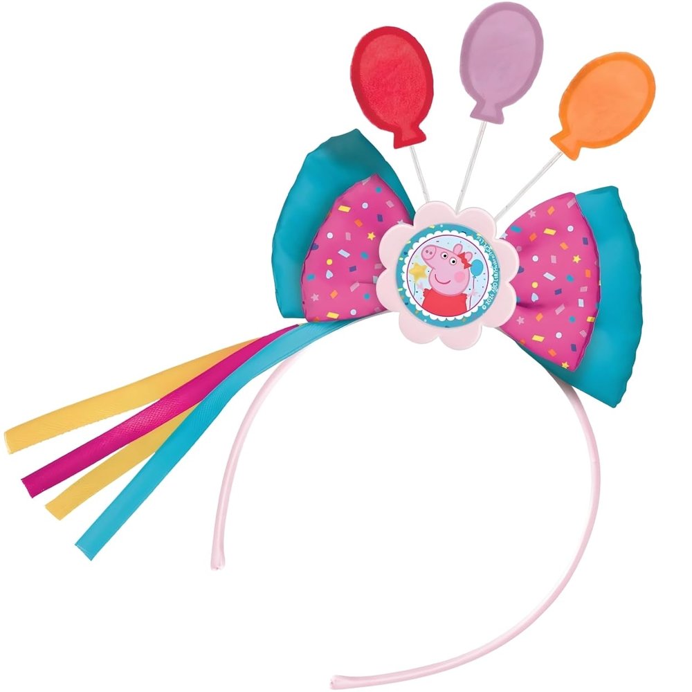 Amscan Peppa Tea Party Multicolor Deluxe Headband (8" x 7.75") 1 Piece - Perfect Party Hair Accessory for Kids