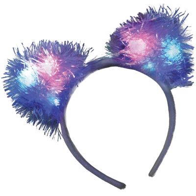 Amscan Tinsel PomPom Multicolor Light-Up Headband (7" x 7" x 1") 1 Piece - Festive Party Accessory