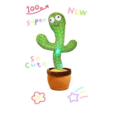 Dancing Cactus Kids Toy for Baby Boys and Girls Gifts Talking Cactus Toys Mimicking Recording Repeating What You Say and Sing Talking Musical Plush Toys with English Songs and LED Light Smart Toy