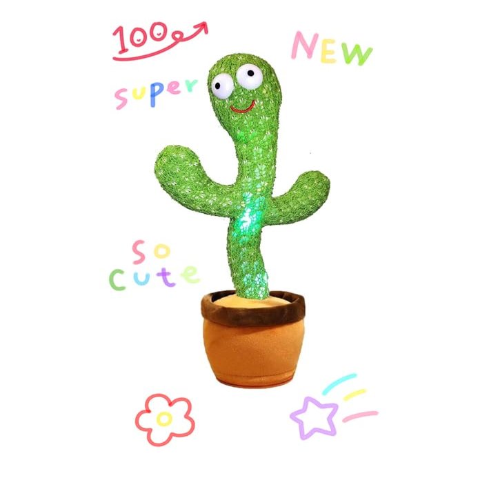 Dancing Cactus Kids Toy for Baby Boys and Girls Gifts Talking Cactus Toys Mimicking Recording Repeating What You Say and Sing Talking Musical Plush Toys with English Songs and LED Light Smart Toy