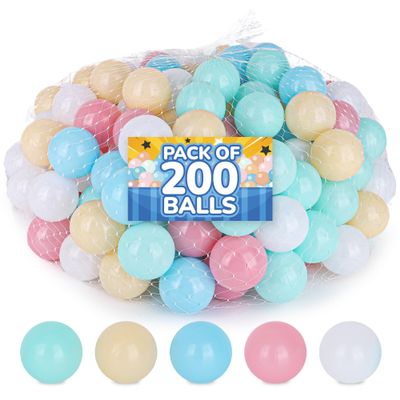 ArtCreativity Plastic Balls for Ball Pit Multicolors - Kids Plastic Toy Balls for Baby Kiddie Pool, Water Toys, Party Decoration - Reusable Play Toys - Birthday Gift for Toddler (200 Count)