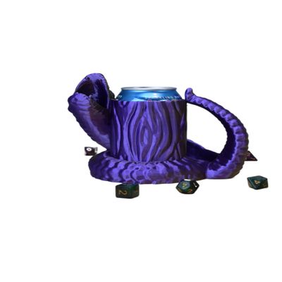 Slithering Snake Dice Tower with Can Cozy & Storage - DND Dice Tower - Tabletop RPG Dice Organizer - Dragon Dice Tower for Beer, Wine, Cider, Coffee, Hot Chocolate (Black/White)
