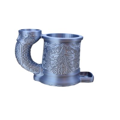 Wizards Dice Tower with Can Cozy & Storage - DND Dice Tower - Tabletop RPG Dice Organizer - Dragon Dice Tower for Beer, Wine, Cider, Coffee, Hot Chocolate (Silver)