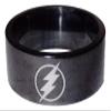 Lightning Bolt Superhero Logo Stainless Steel Black Band Ring (8) view 1