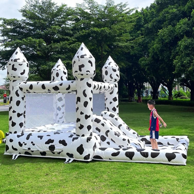 BOZHOUYUPIN Cow Printed 13x8x8ft Inflatable Bounce Castle Jumping House Party for Fun