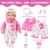XFEYUE 12" Baby Doll with Pink Bowknot Clothing Set,12 Inch Realistic Baby Dolls with Clothes and Accessories,Pacifier Bottle Toy Pretend Play Collection for 3+ Child Girls Gifts view 2