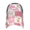 Personalized Baby Car Seat Canopy for Babies with Name, Custom Car Seat Covers for Girls, Animals Pink Nursing Breastfeeding Stroller Cover Infant Carseat Canopies for Newborn view 1