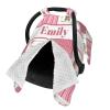 Personalized Baby Car Seat Canopy for Babies with Name, Custom Car Seat Covers for Girls, Animals Pink Nursing Breastfeeding Stroller Cover Infant Carseat Canopies for Newborn view 2
