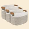 AivaToba 3-Pack Rope Baskets, Living Room Organizing Baskets, Woven Baskets with Handles, Cotton Baskets for Organization view 1