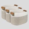 AivaToba 3-Pack Rope Baskets, Living Room Organizing Baskets, Woven Baskets with Handles, Cotton Baskets for Organization view 3