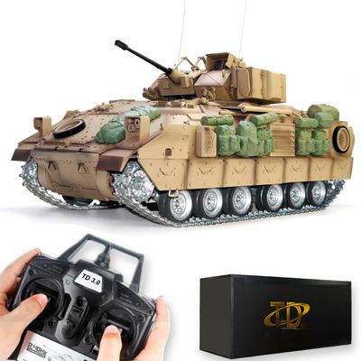 Ssccgym US M2A2 Bradley Large Remote Control Tank RC Battle Light Tank 1/16 War Military Vehicle Simulation Smoke No-Shooting Sound Effect Collection Model 44CM (Metal Upgraded Version)
