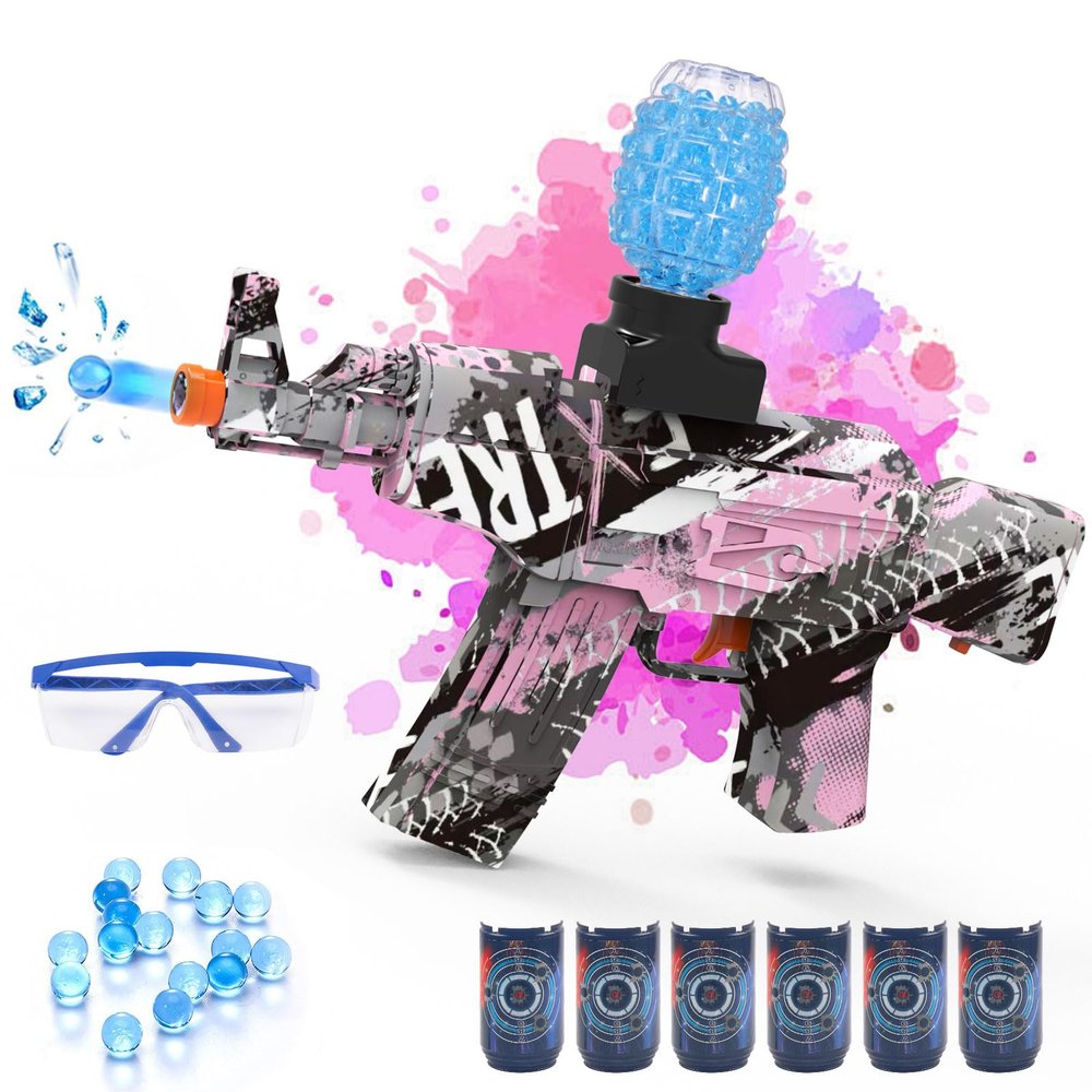 Electric Gel Ball Blaster 160+ FPS High Speed with Goggles, Rechargeable Gel Ball Splatter Toy - Shooting Team Game Outdoor Activities Party Gift for 14 Age Up (Dark Pink)