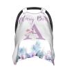 Personalized Baby Car Seat Canopy for Babies with Name, Custom Floral Purple Baby Car Seats Covers for Girls, Opening Minky Nursing Breastfeeding Cover for Infant, Carseat Canopies for Newborn view 1