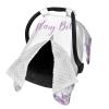 Personalized Baby Car Seat Canopy for Babies with Name, Custom Floral Purple Baby Car Seats Covers for Girls, Opening Minky Nursing Breastfeeding Cover for Infant, Carseat Canopies for Newborn view 2
