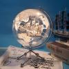 White Earth Globe (Diam. 20 cm/7.9 inches), Desktop Night Light, World Map, Sailboat, Warm White Light view 2