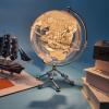 White Earth Globe (Diam. 20 cm/7.9 inches), Desktop Night Light, World Map, Sailboat, Warm White Light view 3