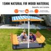 VEVOR Wooden Sandbox with Canopy, Sandpit with Foldable Bench Seats and Bottom Liner, Height Adjustable Roof, Gift for Ages 3-12 Years Old Backyard Garden Easy Assembly (57.3 x 47.2 x 47.2in) view 3