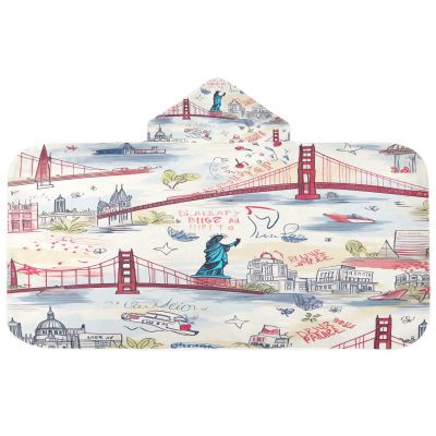 Kigai American Landmarks Hooded Baby Towel Ultra Soft and Absorbent Hooded Bath Towel for Boy Girl Baby Beach Towel Shower Gift for Newborn Infant Toddler, 50x23.5 Inch