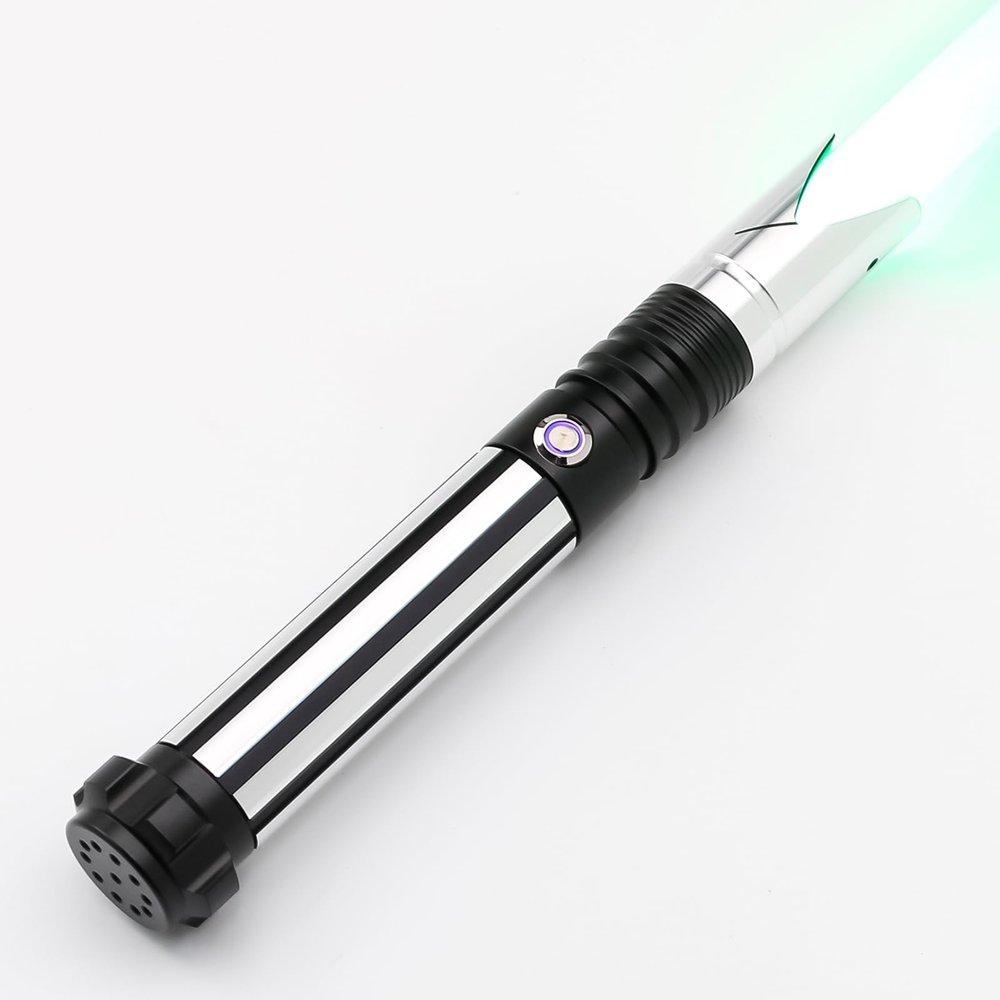 Borlvias Light Saber with 12 RGB Colors 16 Sound Fonts Smooth Swing Motion Control Heavy Dueling Lightsaber for Adults, Kids Halloween Cosplay Party Props (Black)
