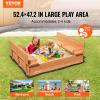 VEVOR Wooden Sandbox 52.4''x47.2''x16.9'', Sandpit with Foldable Bench Seats and Bottom Liner, Natural Wood, Gift for Ages 3-12 Years Old Backyard Garden Easy Assembly view 2
