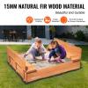 VEVOR Wooden Sandbox 52.4''x47.2''x16.9'', Sandpit with Foldable Bench Seats and Bottom Liner, Natural Wood, Gift for Ages 3-12 Years Old Backyard Garden Easy Assembly view 3
