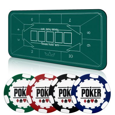 Nmroim Poker Table Top Texas Hold'em Professional Portable Poker Mat for Table,Non-Slip to Reduce Noise with Storage ag and Coaster for Poker Games (47 X 24 Inch)