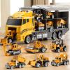 NIPLOOOW Toddler Boys Construction Truck Vehicle Toy Set with Play Mat and Die-Cast Toy Car, Transport Carrier Truck for Kids 3-5, Birthday Gifts Toys for 3-8 Year Old Boys view 1