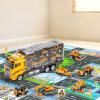 NIPLOOOW Toddler Boys Construction Truck Vehicle Toy Set with Play Mat and Die-Cast Toy Car, Transport Carrier Truck for Kids 3-5, Birthday Gifts Toys for 3-8 Year Old Boys view 2