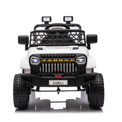 12V Ride On Car for Kids Electric Vehicle Toddlers Battery Powered Truck Car Toy with Remote Control, 4-Wheel Suspension, Battery Display, LED Lights, Music, for Boys Girls, White