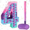 Lemicin Mermaid Number 4 Pinata with Stick Blindfold for Girl 4th Birthday Party Decoration Colorful Paper Flaver Anniversary Celebration for Children's Ocean Mermaid Theme Carnival Event Decoration view 1