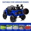 12V Ride On Car for Kids Electric Vehicle Toddlers Battery Powered Truck Car Toy with Remote Control, 4-Wheel Suspension, Battery Display, LED Lights, Music, for Boys Girls, Dark Blue view 4