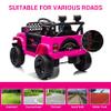 12V Ride On Car for Kids Electric Vehicle Toddlers Battery Powered Truck Car Toy with Remote Control, 4-Wheel Suspension, Battery Display, LED Lights, Music, for Boys Girls, Rose Red view 4
