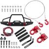 Aluminum Front Bumper with LED Headlights Winch Mount Seat Tow Hook & Metal RC Rescue Tow Hook with Steel Trailer Chain Tow Rope Simulation view 1