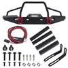Aluminum Front Bumper with LED Headlights Winch Mount Seat Tow Hook & Metal RC Rescue Tow Hook with Steel Trailer Chain Tow Rope Simulation view 2