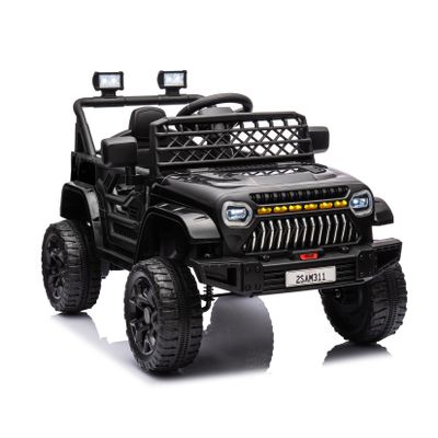 12V Kids Ride On Truck Electric Car Toy for Toddlers with 2.4G Remote Control, Spring Suspension, Battery Display, LED Lights, Music, Battery Powered Ride on Car for Boys Girls(Black)