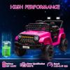 12V Kids Ride On Truck Electric Car Toy for Toddlers with 2.4G Remote Control, Spring Suspension, Battery Display, LED Lights, Music, Battery Powered Ride on Car for Boys Girls(Rose Red) view 2