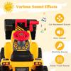 Costzon 2-in-1 Ride on Excavator Bulldozer, 6V Electric Excavator Ride on Toy with 3 Balls & Basketball Hoop, Adjustable Bucket, Ride on Construction Vehicles for Kids, Push Car Gift for Boys Girls view 3