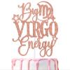 Big Virgo Energy Cake Topper, Happy Birthday Virgo in Augest/September, Virgo Season, 12 Zodiac Constellation Theme Birthday Party Decoration Supplies, Rose Gold Glitter view 1