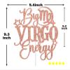 Big Virgo Energy Cake Topper, Happy Birthday Virgo in Augest/September, Virgo Season, 12 Zodiac Constellation Theme Birthday Party Decoration Supplies, Rose Gold Glitter view 2