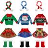 12 Pcs Christmas Doll Accessories Clothes Christmas Doill Costume Mini Outfit Include Knitted Sweater Skirt Scarf Snow Boots for Xmas Decor (Exquisite) view 1