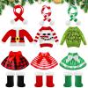 12 Pcs Christmas Doll Accessories Clothes Christmas Doill Costume Mini Outfit Include Knitted Sweater Skirt Scarf Snow Boots for Xmas Decor (Lovely) view 1