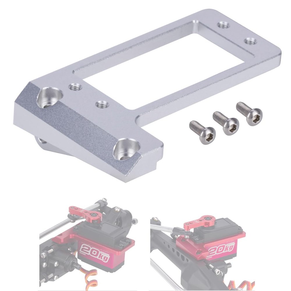 1/10 RC Servo Mount, Aluminum Front Axle BAT Servo Mount Low Center of Gravity for 1/10 RC Crawler Car VP Capra F9 DIY LCG Chassis Upgrade Parts(Silver)