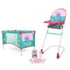 Baby Alive: at Home Set - 7pcs - Green, Pink, Hearts - Play Yard, Highchair, Feeding Accessories, Playset for Dolls Up to 18", Kids Toy, Ages 3+ view 1