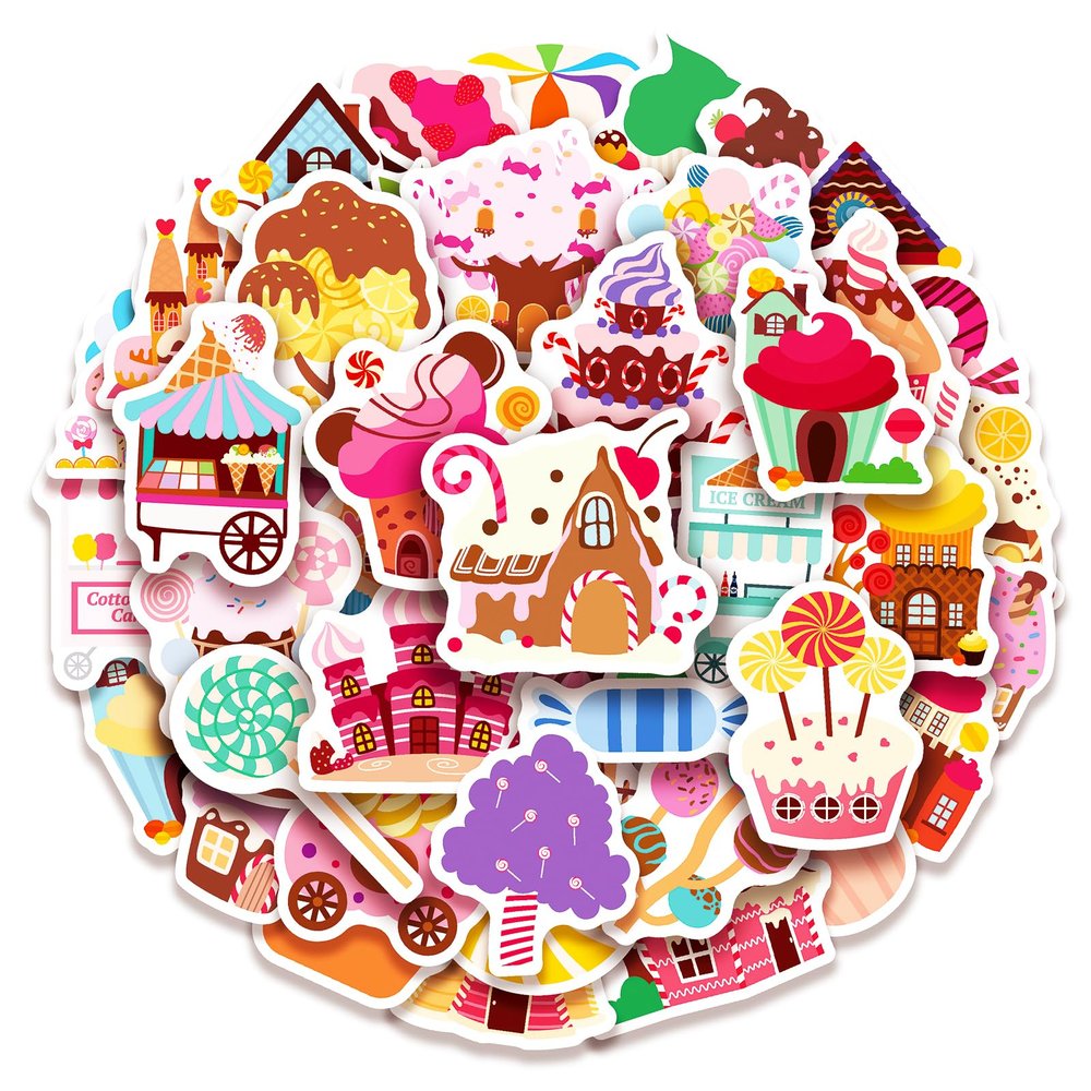 100 Pack Candyland Stickers, Candy Land Party Favors, Birthday Decorations