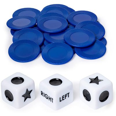 Left Right Center Dice Game | Innovative Left Right Center Dice Game Set with 3 Dices and 24 Random Color Chips, Dice Games for Families Nights, Friends GatheringsDice Games (Games)