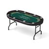 Premium Foldable Poker Table for 8 Player, Portable Texas Blackjack Holdem Table with 8 Stainless Steel Cup Holders, Folding Casino Leisure Card Board Game Table, Green view 1