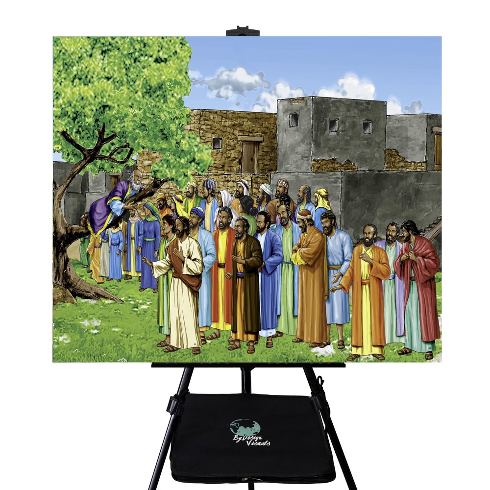 By Design Visuals Gospel Backpack Portable Flannelgraph Kit with 2 Background Sets, Foldable Felt Board, Easel & Shelf, and 128 Figures for 15 Bible Stories Christmas, Easter & Gospel Presentation