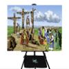 By Design Visuals Gospel Backpack  Portable Flannelgraph Kit with 2 Background Sets, Foldable Felt Board, Easel & Shelf, and 128 Figures for 15 Bible Stories  Christmas, Easter & Gospel Presentation view 3
